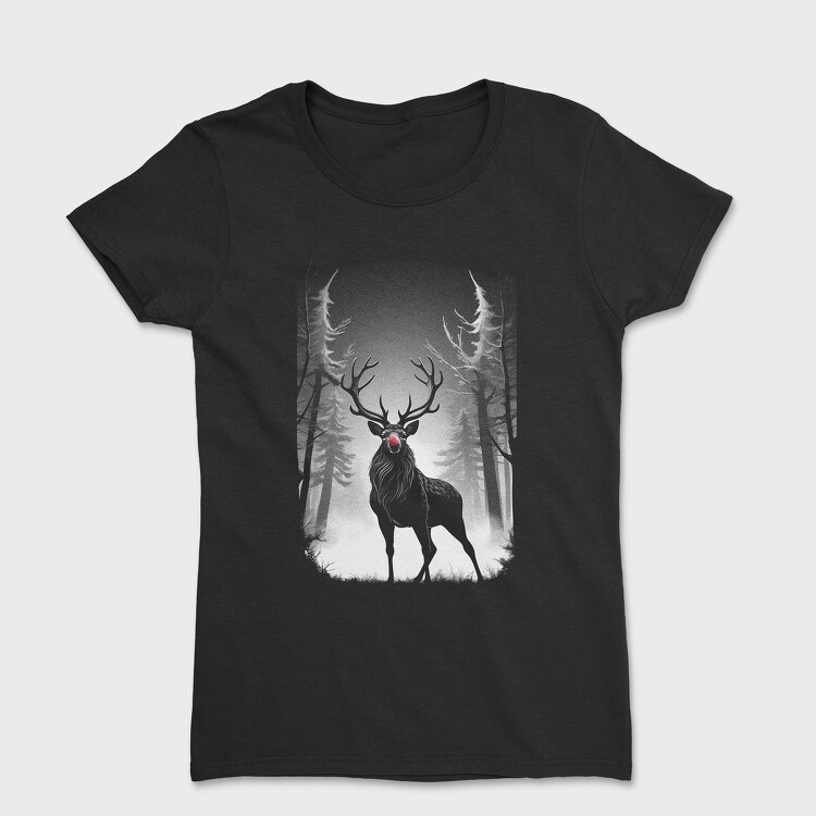 Reindeer Monochochrome Christmas, Women's T-Shirt