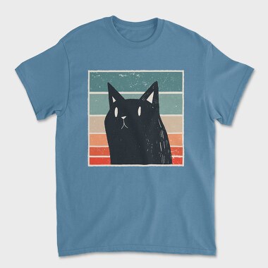 Unisex Men's T-Shirt, Retro Black Cat