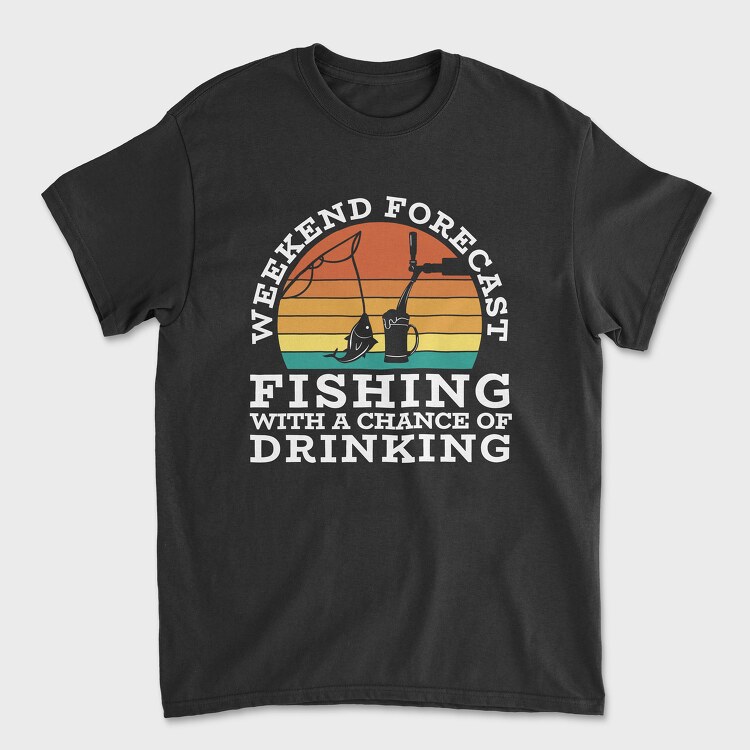 Retro Sunset Drink and Fishing, Унисекс Мъжка Тениска