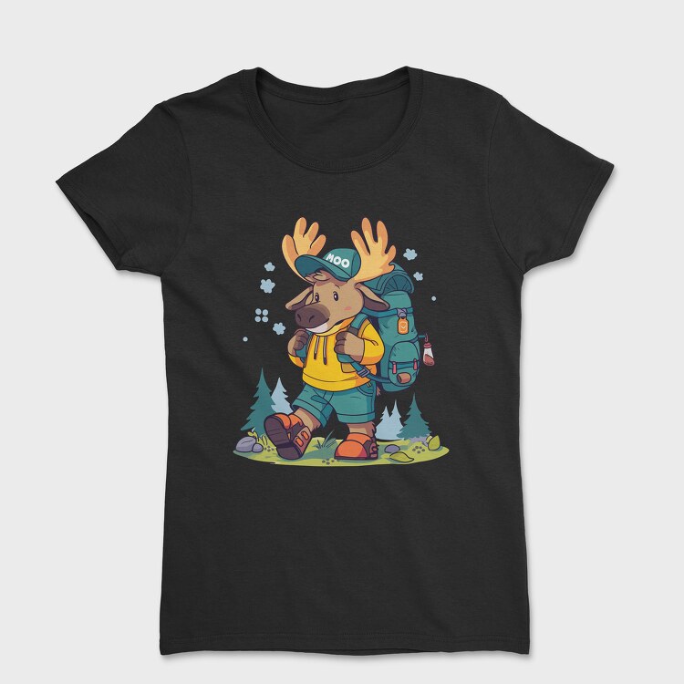 Moose Hiking, Women's T-Shirt