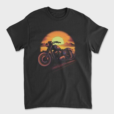 Motorcycle Sunset, Unisex Men's T-Shirt