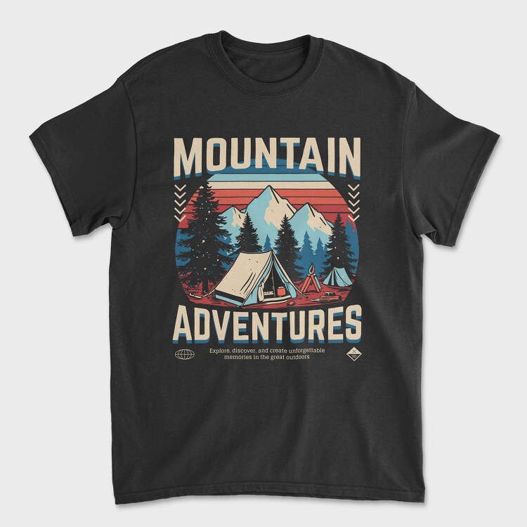 Mountain Adventures Retro Camping, Унисекс Мъжка Тениска