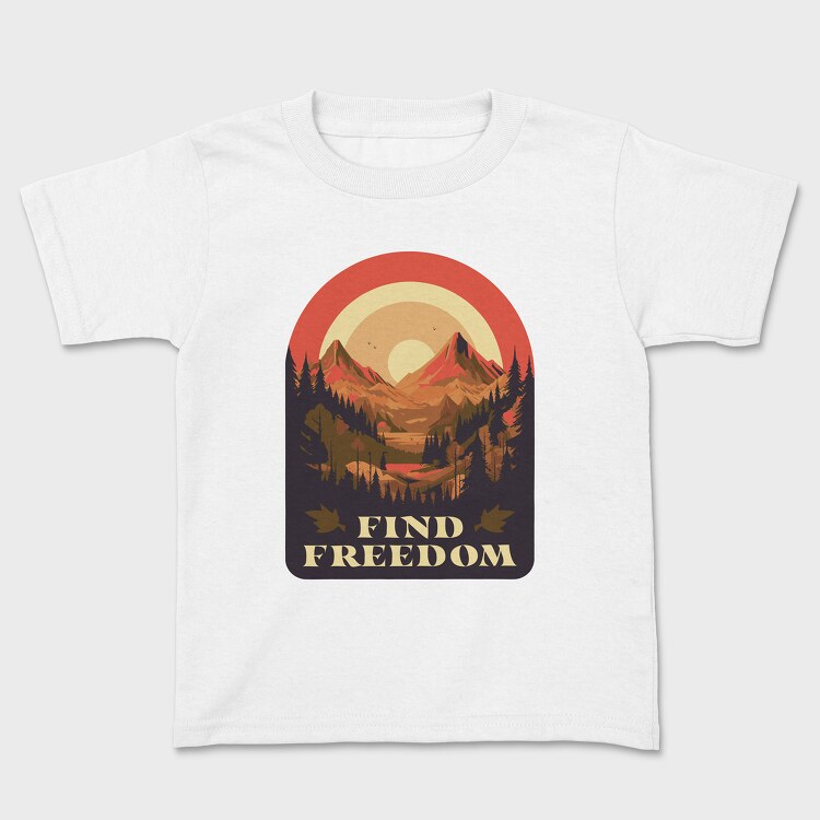 Mountain Sun Find Freedom, Kids' T-Shirt