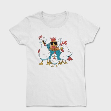 Rooster Cartoon Chickens, Women's T-Shirt