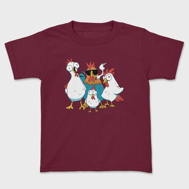 Rooster Cartoon Chickens, Kids' T-Shirt