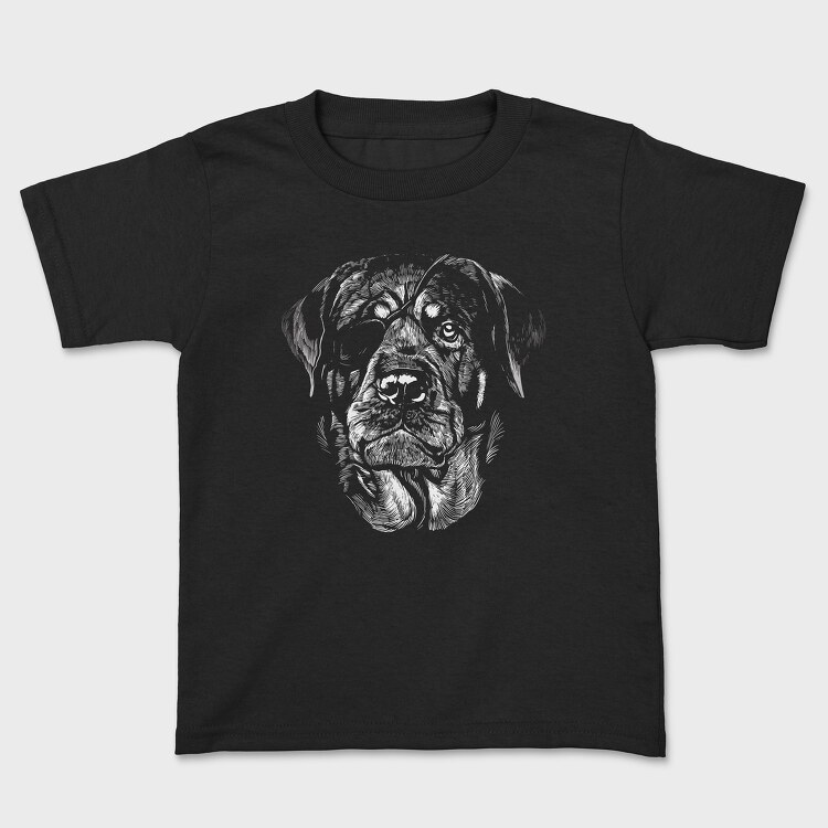 Rottweiler Eyepatch Portrait, Kids' T-Shirt
