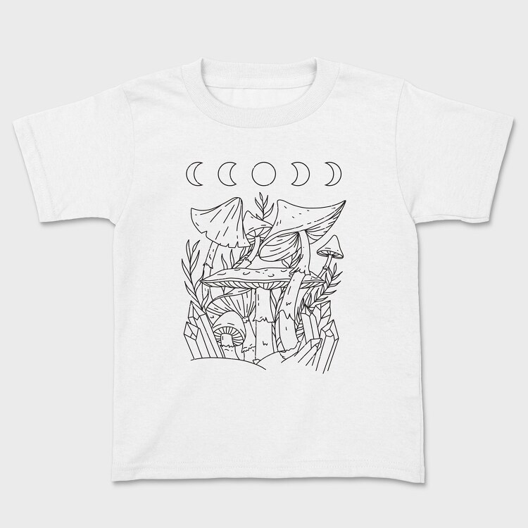 Mushroom Crystals Moon, Kids' T-Shirt