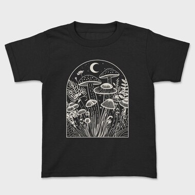 Mushrooms Moon Monochrome, Kids' T-Shirt