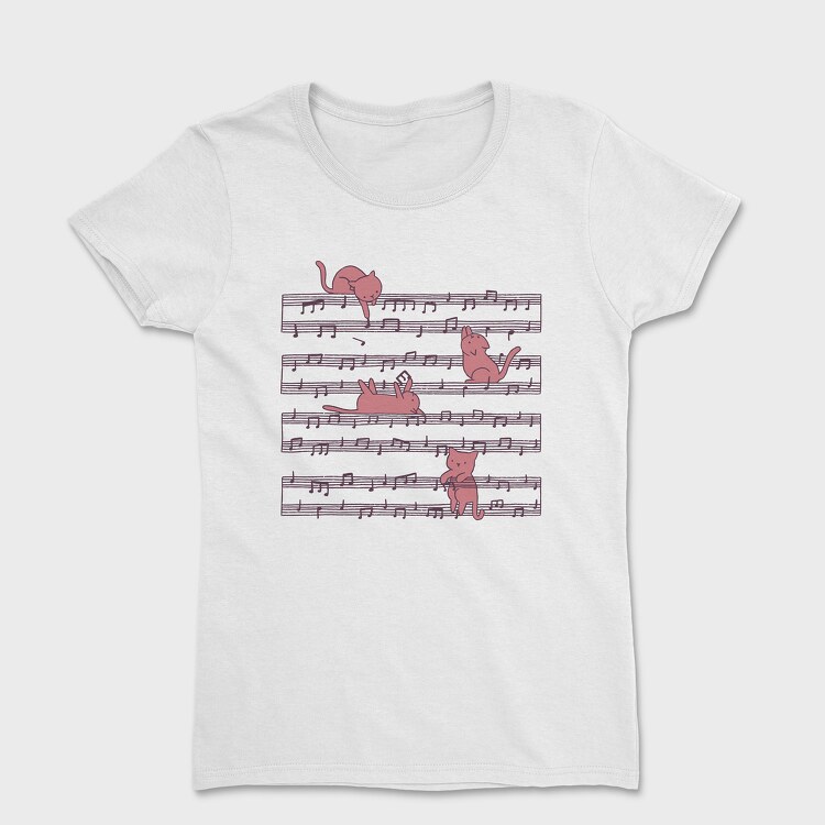 Music Sheet Cats, Women's T-Shirt