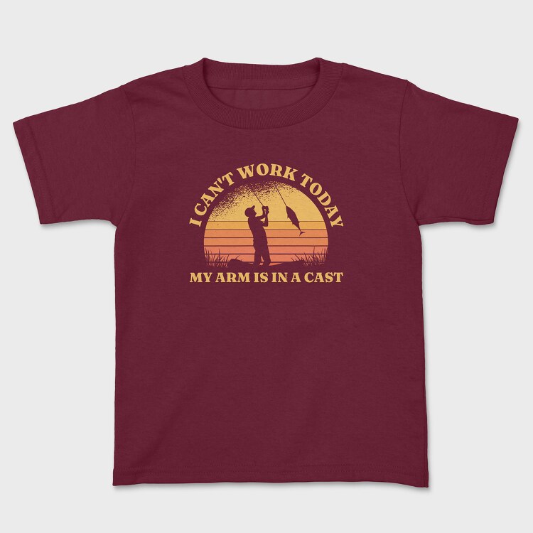 My Arm Is in a Cast Fishing, Kids' T-Shirt