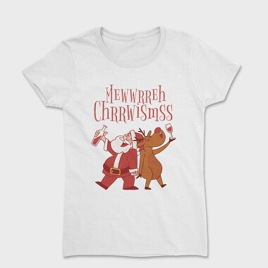 Santa and Deer Drunk, Women's T-Shirt