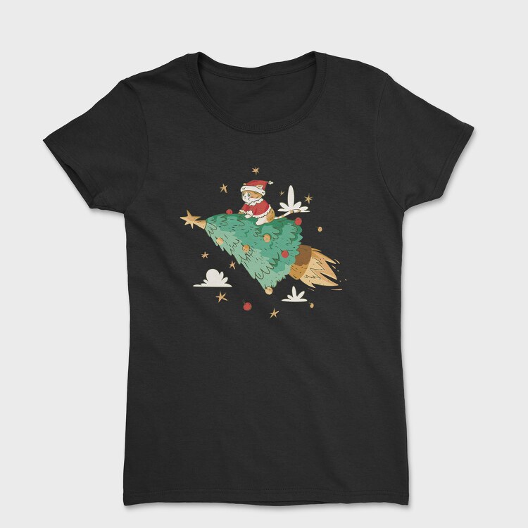 Santa Cat Christmas Tree, Women's T-Shirt