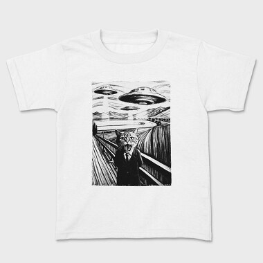 Scared Cat Ufo, Kids' T-Shirt