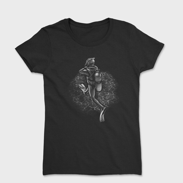 Scuba Diver Monochrome, Women's T-Shirt