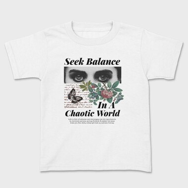 Seek Balance in a Chaoitic World, Kids' T-Shirt