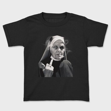 Nun Middle Finger, Kids' T-Shirt
