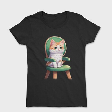 Sitting Cat on Chair, Women's T-Shirt