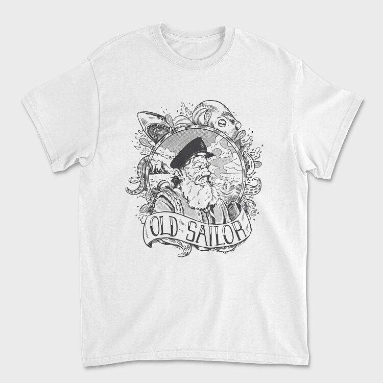Old Sailor Black, Unisex Men's T-Shirt