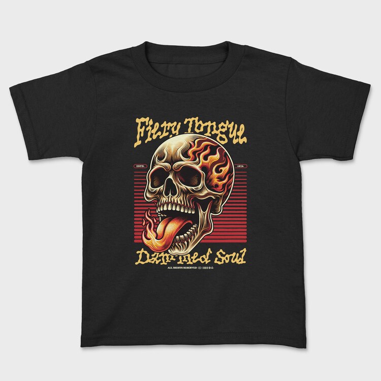 Skeleton Fiery Tongle, Kids' T-Shirt