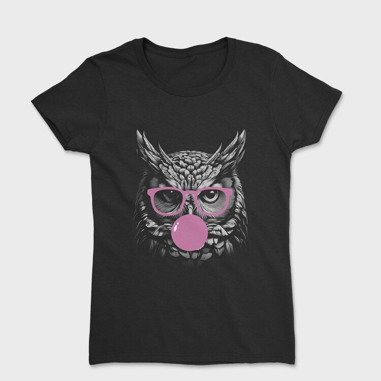 Owl Monochrome Bubblegum, Women's T-Shirt