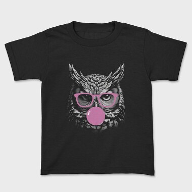 Owl Monochrome Bubblegum, Kids' T-Shirt