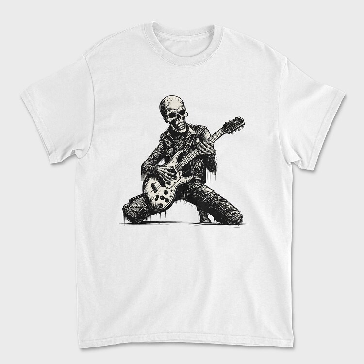 Skeleton Playing Electric Guitar, Unisex Men's T-Shirt