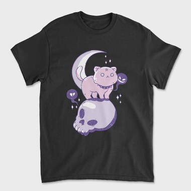 Unisex Men's T-Shirt, Pastel Goth Cat Skull