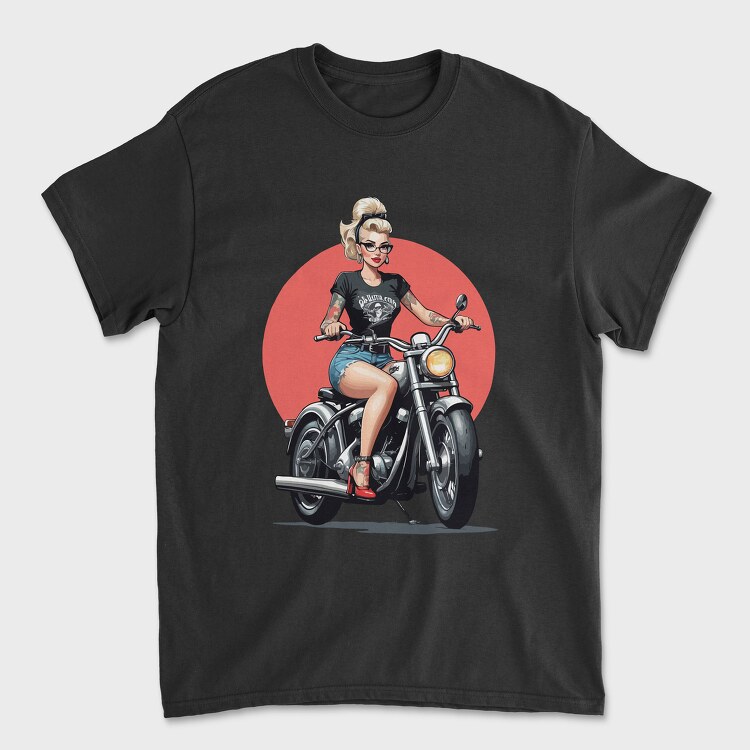 Pin Up Girl Bike, Unisex Men's T-Shirt