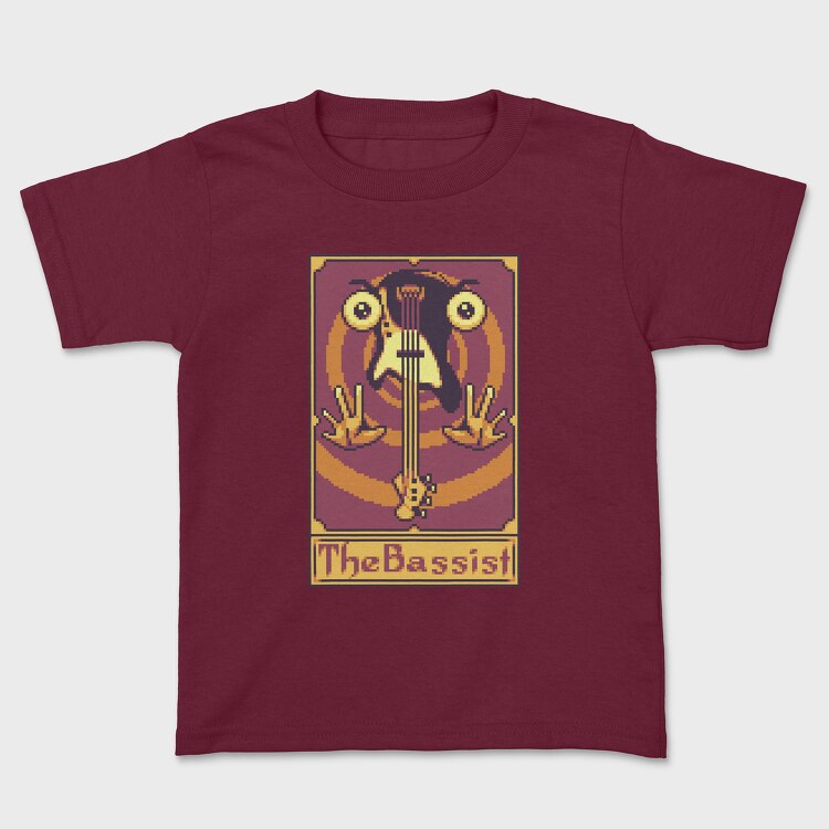 Pixelart Tarot Card the Bassist, Kids' T-Shirt