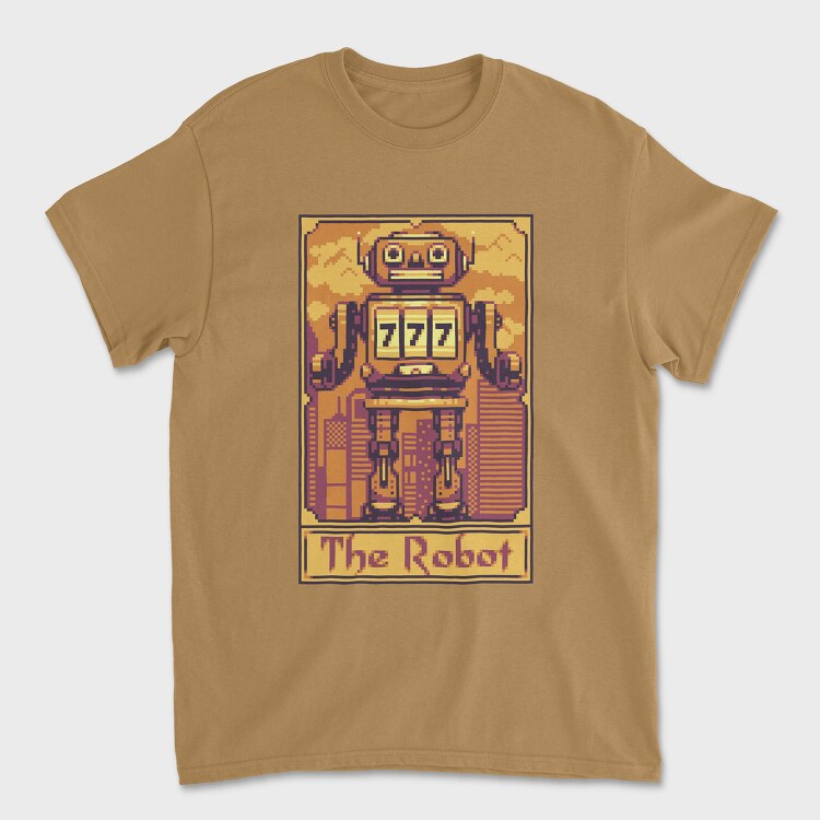 Pixelart Tarot Card the Robot, Унисекс Мъжка Тениска