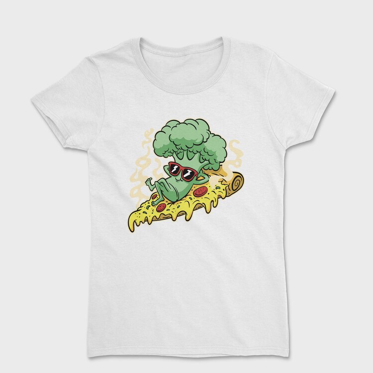 Pizza Brocoli Cartoon, Women's T-Shirt