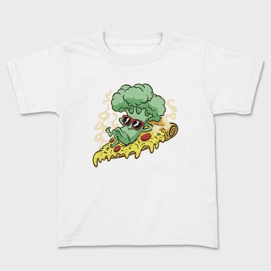 Pizza Brocoli Cartoon, Kids' T-Shirt