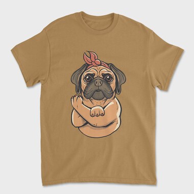 Unisex Men's T-Shirt, Pug Strong Woman