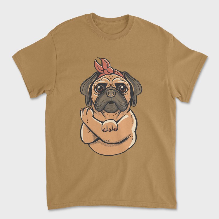 Pug Strong Woman, Унисекс Мъжка Тениска