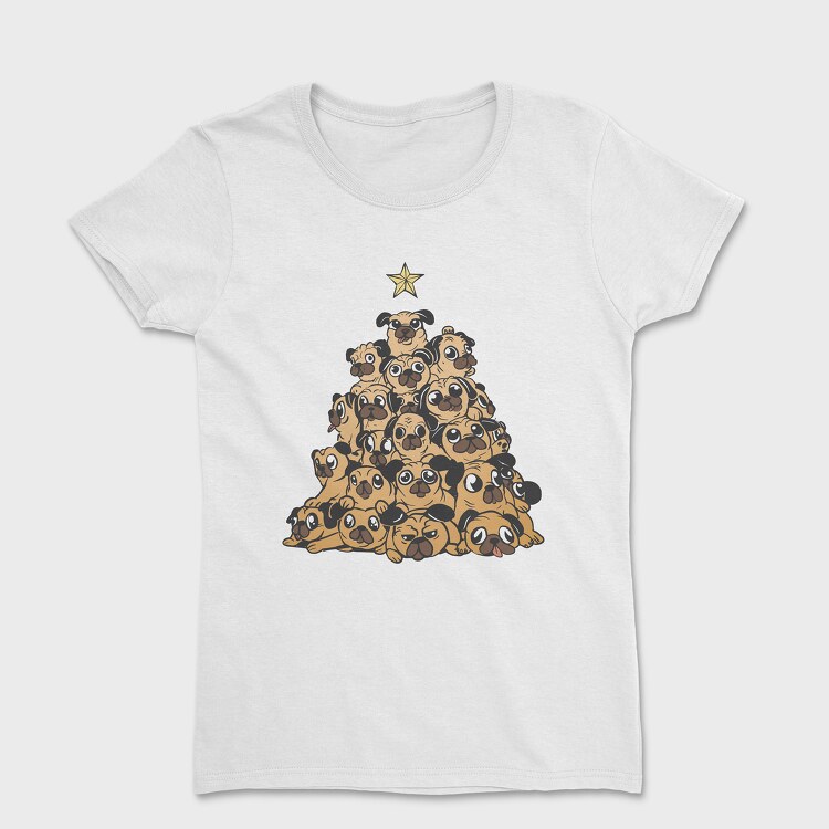 Pugs Christmas Tree, Women's T-Shirt