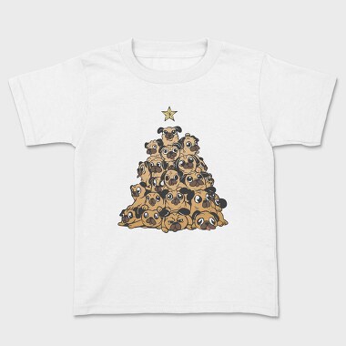Pugs Christmas Tree, Kids' T-Shirt