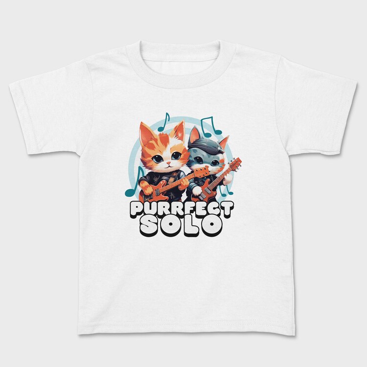 Purrfect Solo Cats Guitar, Kids' T-Shirt