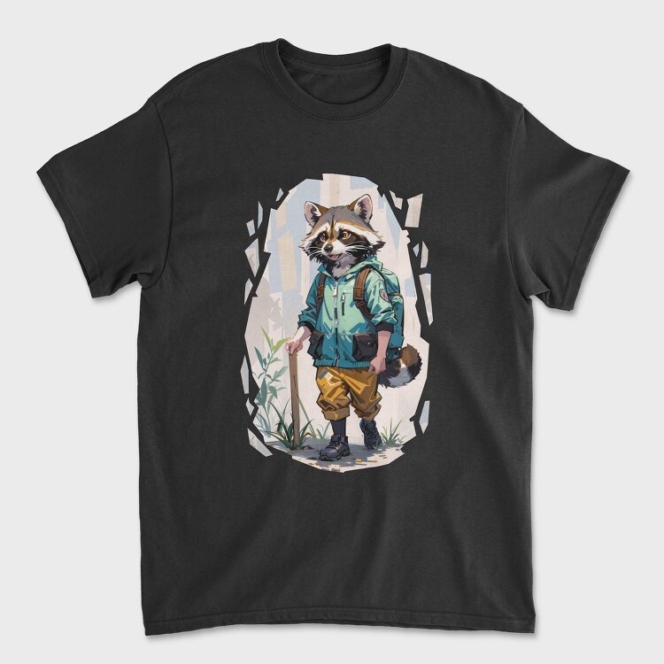 Raccoon Hiking, Unisex Men's T-Shirt