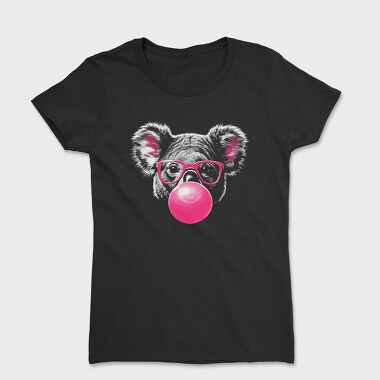 Women's T-Shirt, Koala Bubblegum Monochrome Sunglasses Pink