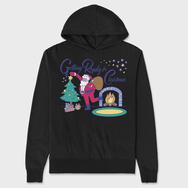Santa Getting Ready for Christmas, Unisex Men's Hoodie