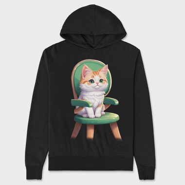 Sitting Cat on Chair, Unisex Men's Hoodie