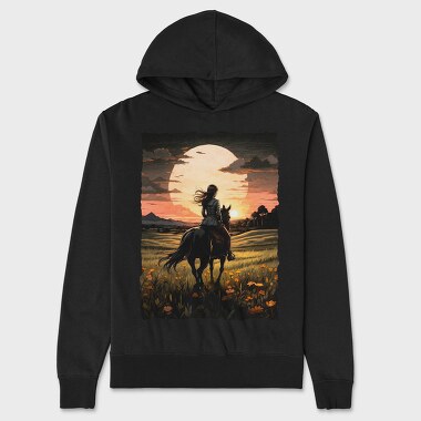 Rider Girl on Horse, Unisex Men's Hoodie