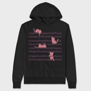 Music Sheet Cats, Unisex Men's Hoodie