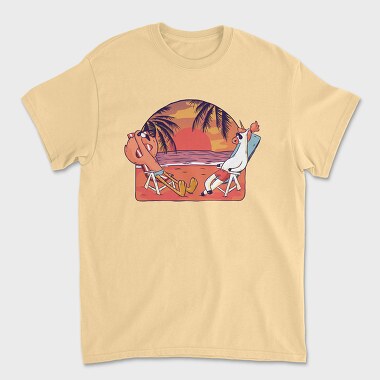 Unicorn Flamingo Beach, Unisex Men's T-Shirt