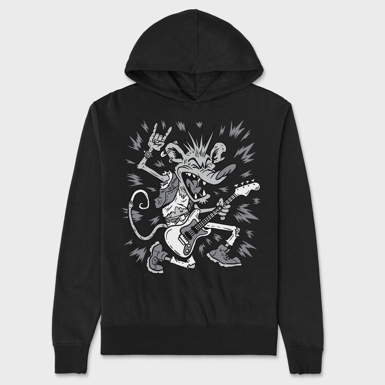 Rat Guitar Rock, Unisex Men's Hoodie