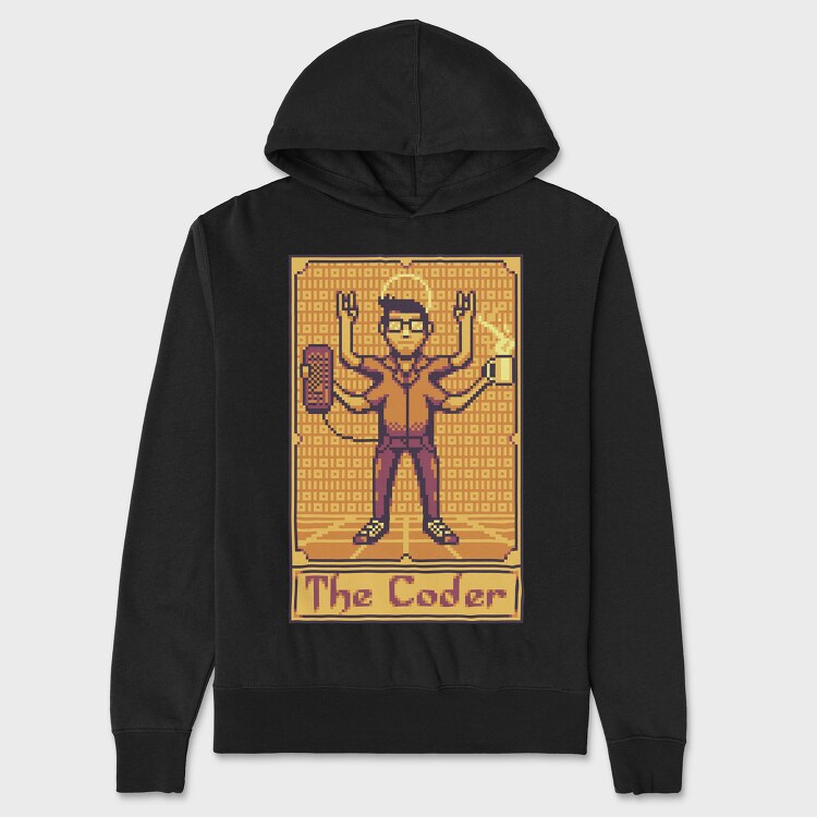 Pixelart Tarot Card the Coder, Unisex Men's Hoodie