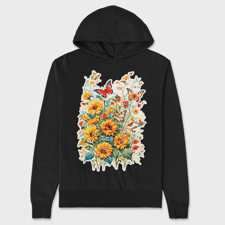 Butterfly and Flowers, Унисекс Мъжко Суичър