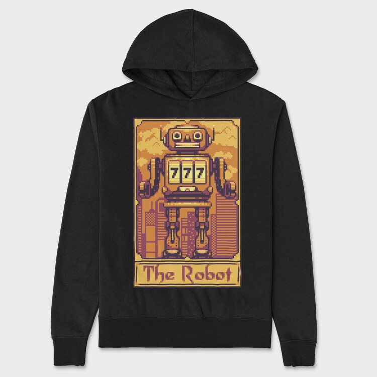 Pixelart Tarot Card the Robot, Unisex Men's Hoodie