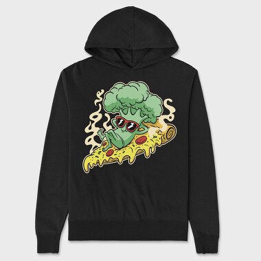 Pizza Brocoli Cartoon, Unisex Men's Hoodie