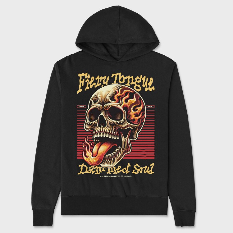 Skeleton Fiery Tongle, Unisex Men's Hoodie